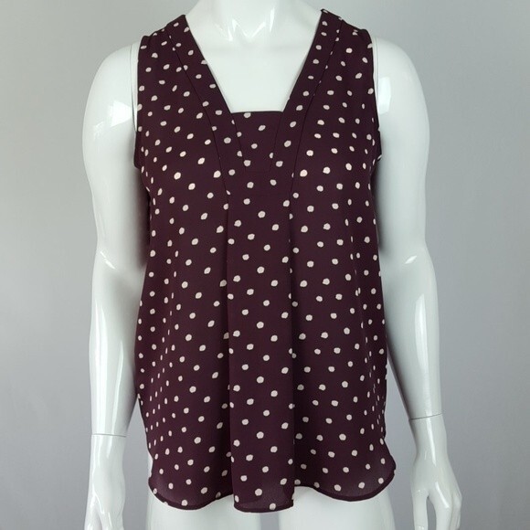 Ann Taylor LOFT Mauve Polkadot Tank - Picture 2 of 7